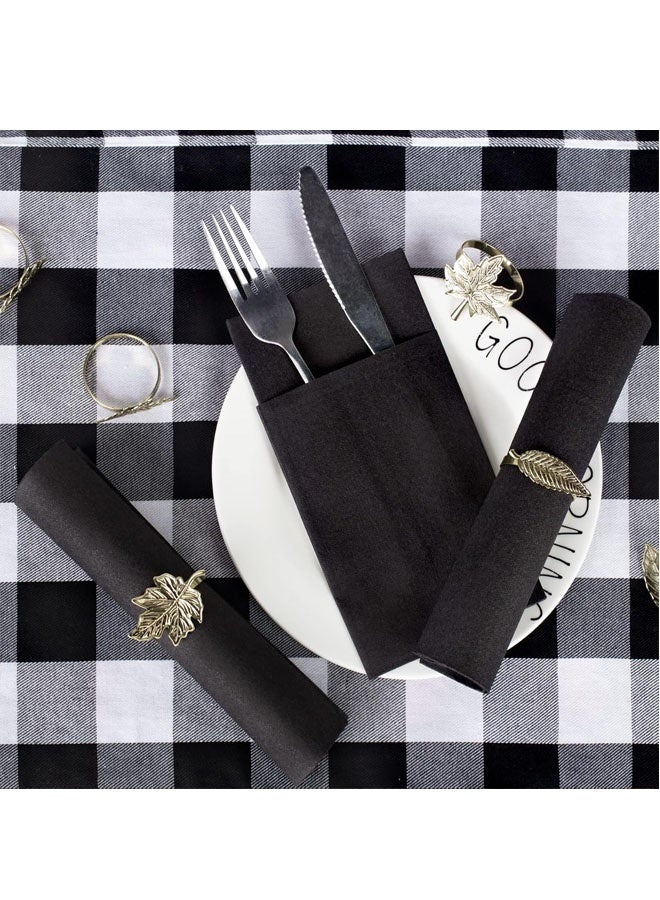 25 منديلًا ورقيًا أسودًا بملمس الكتان، مناديل عشاء تشبه القماش مع جيب مدمج لأدوات المائدة، مناشف ورقية ماصة مسبقة الطي للاستخدام مرة واحدة للضيوف - Image 5