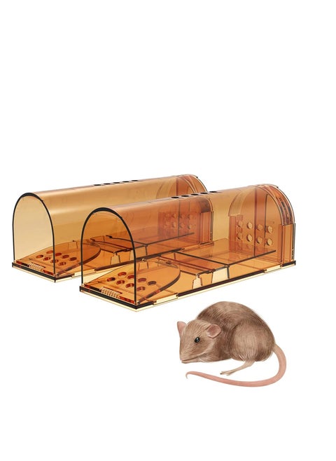 2 pack humane mouse traps for indoors no kill, Live trap animal friendly and safe, reusable