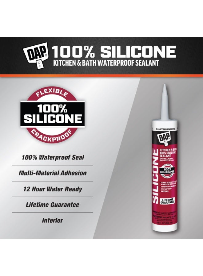 Dap 08648 9.8 Oz. 100% Silicone Kitchen and Bath Sealant, Clear - Image 3