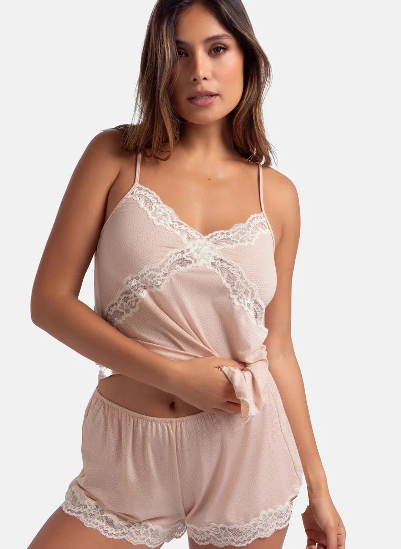 دورينا Lace Detail High Waist Shorts