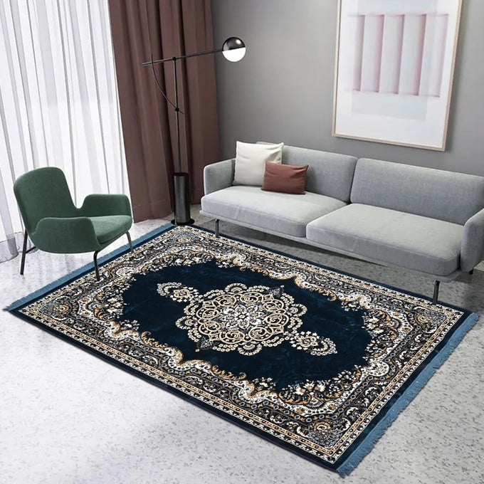 5X7 FEET SOFT VELVET FLOOR MAT FOR LIVING ROOM RUGSGALICHA FOR HALL HOME DECORATION AESTHETIC MAT CARPETS BEDROOM RANGOLI PRINT SEA BLUE