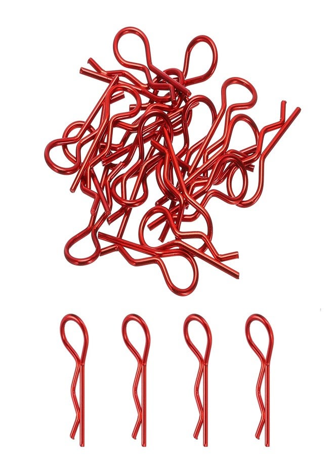 MECCANIXITY 20pcs 30-Degree Angle RC Body Clips Bent Springy R Pins 24.3x1.2x9.4mm for All 1/8 1/10 Scale Model RC Car Crawler Truck Shell Replacement(Red) - Image 1