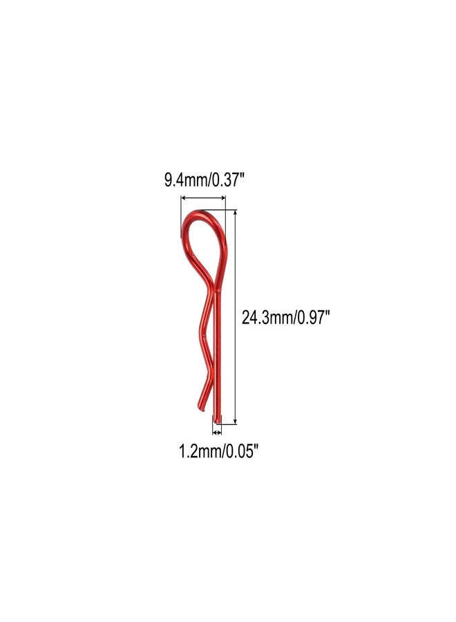 MECCANIXITY 20pcs 30-Degree Angle RC Body Clips Bent Springy R Pins 24.3x1.2x9.4mm for All 1/8 1/10 Scale Model RC Car Crawler Truck Shell Replacement(Red) - Image 2