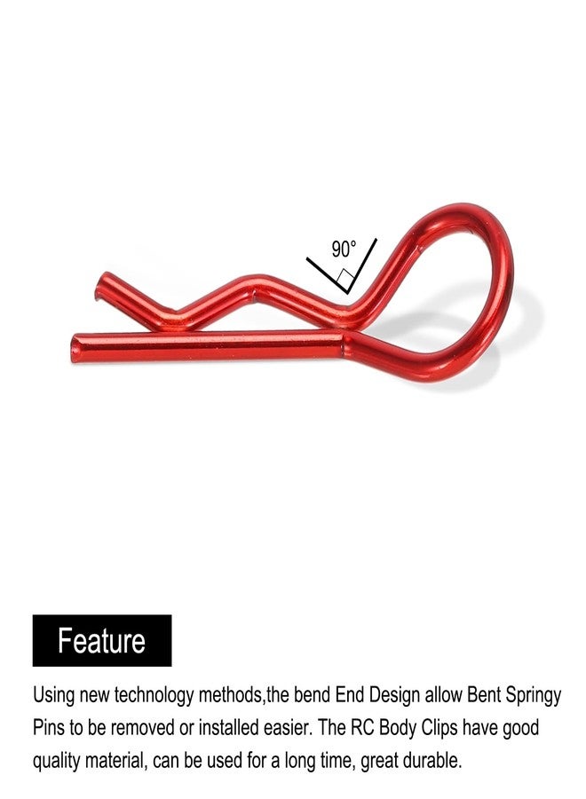 MECCANIXITY 20pcs 30-Degree Angle RC Body Clips Bent Springy R Pins 24.3x1.2x9.4mm for All 1/8 1/10 Scale Model RC Car Crawler Truck Shell Replacement(Red) - Image 5