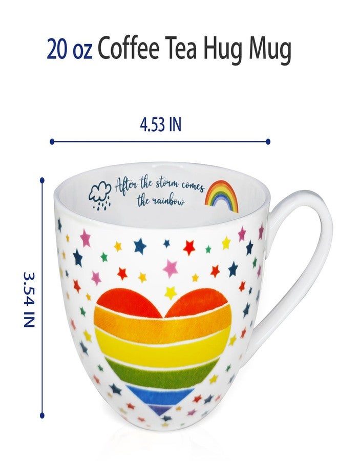 أم أف أوفيس كوب قهوة MFoffice Rainbow Heart، كوب فاخر من الخزف العظمي الصيني، 20 أونصة، هدية ملهمة للأمل والإيجابية، مثالي لأعياد الميلاد والعطلات والكريسماس، مصمم في إنجلترا بواسطة Harvest Green Studio - Image 3