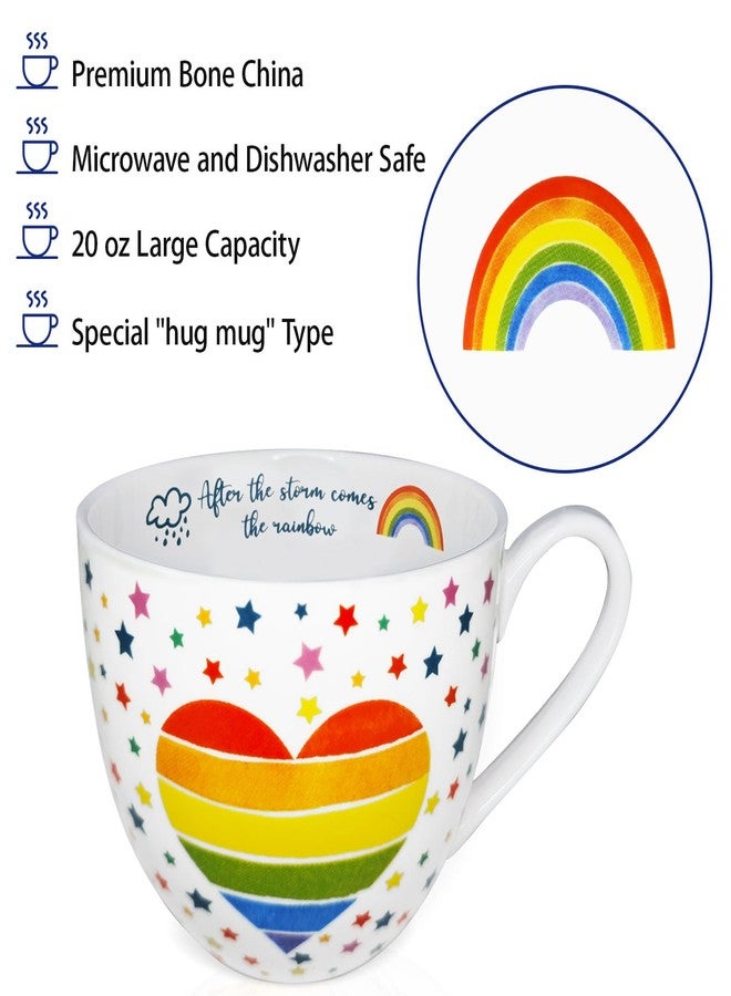 أم أف أوفيس كوب قهوة MFoffice Rainbow Heart، كوب فاخر من الخزف العظمي الصيني، 20 أونصة، هدية ملهمة للأمل والإيجابية، مثالي لأعياد الميلاد والعطلات والكريسماس، مصمم في إنجلترا بواسطة Harvest Green Studio - Image 4