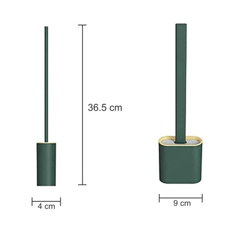 Silicone Toilet Brush with Slim Holder Flex Toilet Brush Antidrip Toilet Cleaner Brush with Self Adhesive Wall Sticker NonSlip Long Handle Toilet Brush Pack of 1Multicolor - Image 2