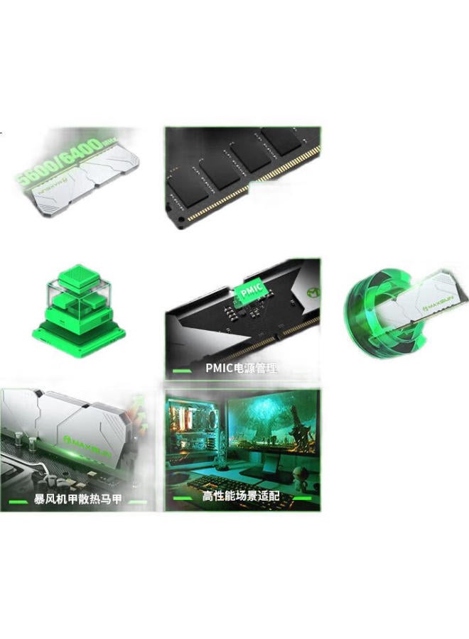 MAXSUN ماكسون 32 جيجابايت (16 جيجابايت × 2) مجموعة ذاكرة ديسكتوب DDR5 5600 مع موزع حرارة سلسلة ميكا ستورم W5 - Image 2