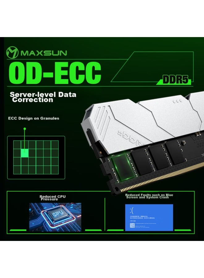 MAXSUN ماكسون 32 جيجابايت (16 جيجابايت × 2) مجموعة ذاكرة ديسكتوب DDR5 5600 مع موزع حرارة سلسلة ميكا ستورم W5 - Image 4