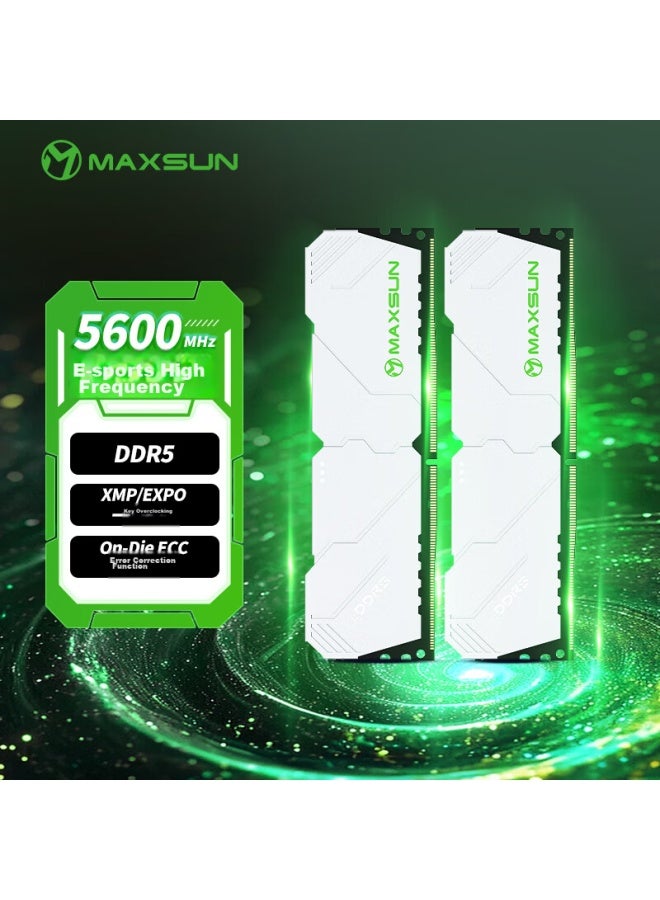 MAXSUN ماكسون 32 جيجابايت (16 جيجابايت × 2) مجموعة ذاكرة ديسكتوب DDR5 5600 مع موزع حرارة سلسلة ميكا ستورم W5 - Image 1