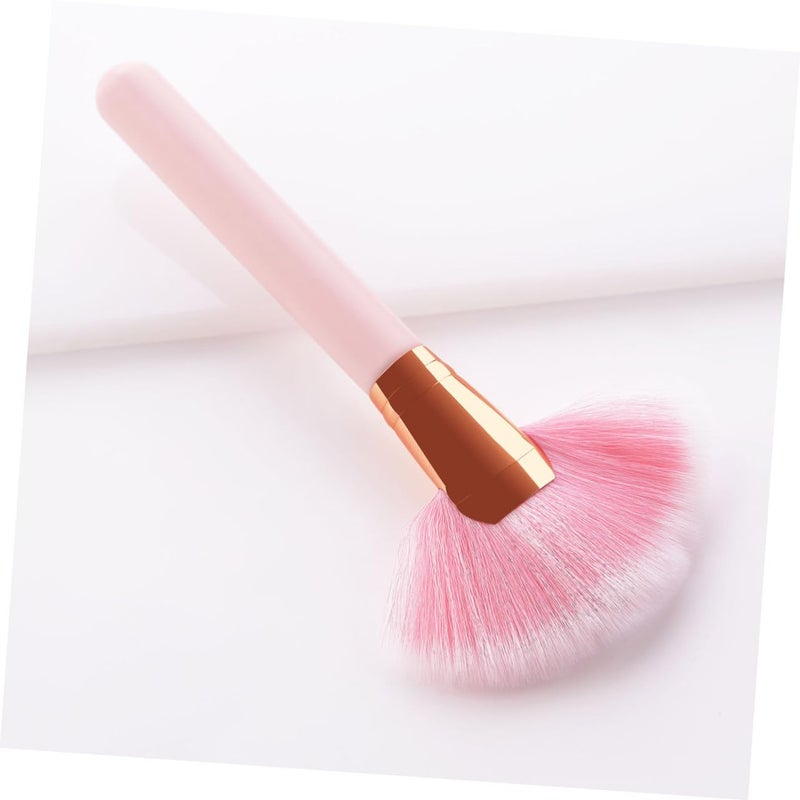 FAVOMOTO 2pcs Professional Wooden Handle Fan Makeup Brush Set with Nylon Bristles for Powder Application, Facial Blusher, and Cosmetic Use - Image 2