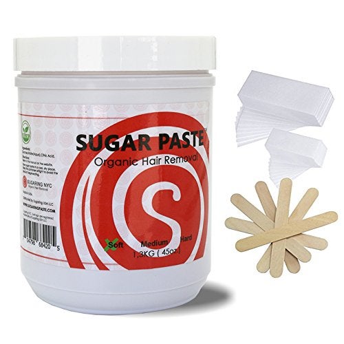 Sugaring NYC Sugaring Paste by Sugaring NYC Legs Package  Soft Paste 100 Strips Wooden Spatulas 