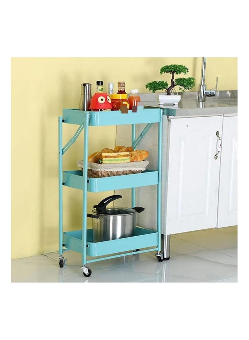 DARIYAH Installation-free Cart Portable Foldable Three-layer Rack for Kitchen and Bathroom Storage Organizer - Image 1