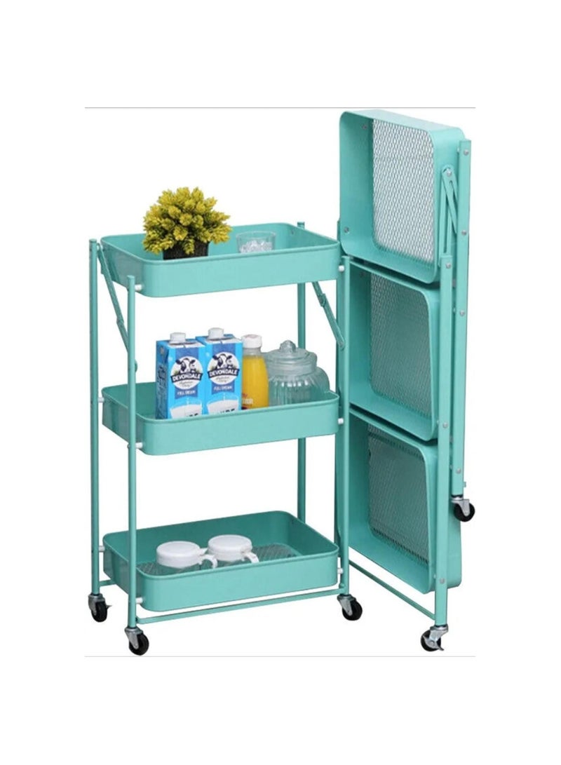DARIYAH Installation-free Cart Portable Foldable Three-layer Rack for Kitchen and Bathroom Storage Organizer - Image 3