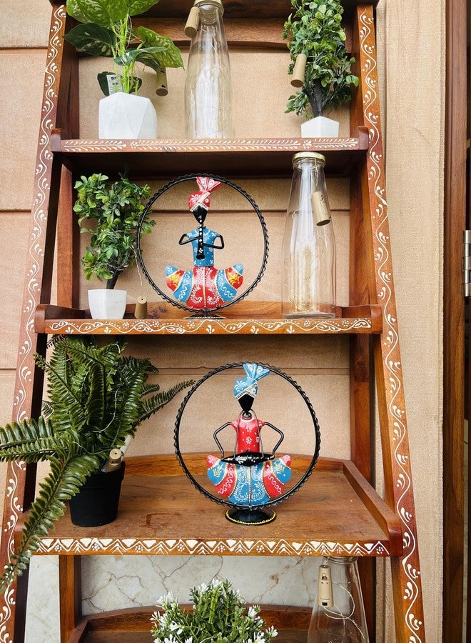 OVIK Set of 2 Metal Rajasthani Decorative Musician Showpiece, Table Decorative Items for Home,Antique Gift Items, Tv Unit Showpiece, Home Decoration Items (Each Size 9x10 Inch) - Image 3