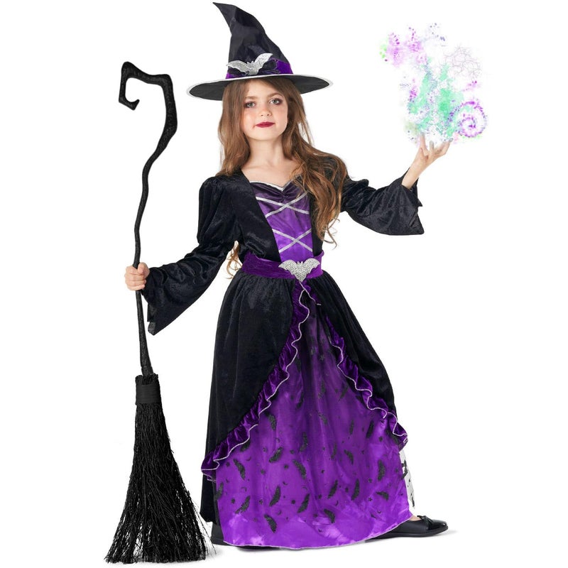 Morph Purple Witch Costume For Girls Toddler Halloween Dress Up Kids Witch Outfit Spooky Fun Costume For Girls 46 Years