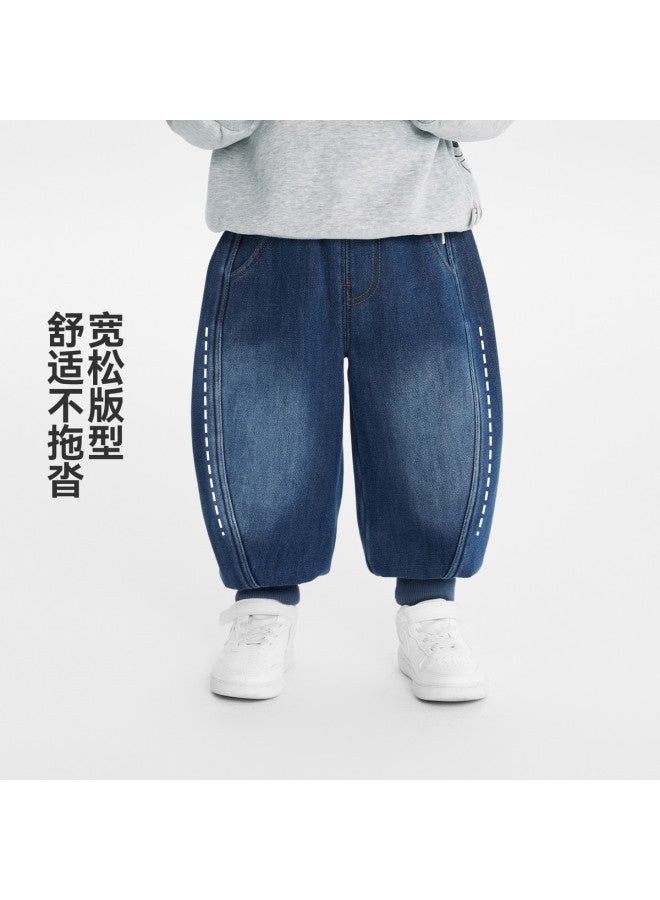 Fade-resistant Soft Fleece] Baby Pants Fleece Lined Thickened Winter Boy Jeans Children's Long Pants Winter Girl - Image 4