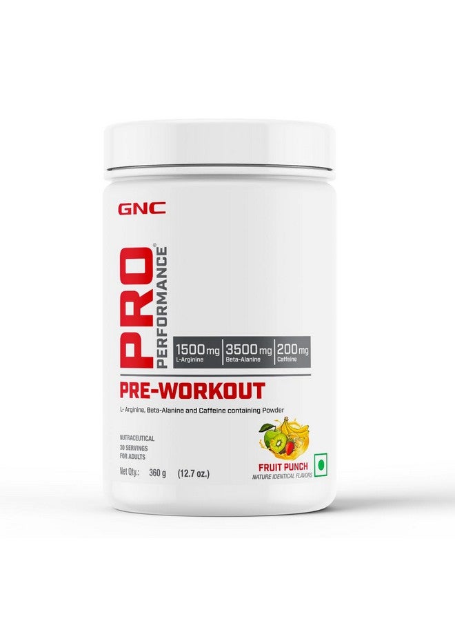 GNC Pro Performance Pre-Workout | 360 gm | 30 Servings | Boosts Energy & Endurance | Improves Focus | Revs Up Recovery | 1.5g L-Arginine | 3.5g Beta-Alanine | 0.2g Caffeine | Fruit Punch - Image 1