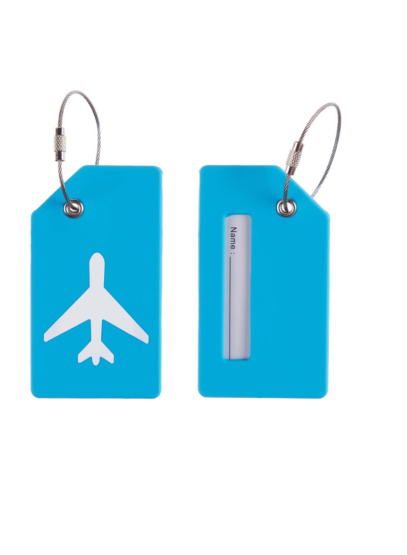 5 Pack Silicone Luggage Tags with Name ID Card - Light Blue Anti-Lost Tags for Easy Luggage Identification, Includes Stainless Steel Loops, Perfect for Travel - Image 3