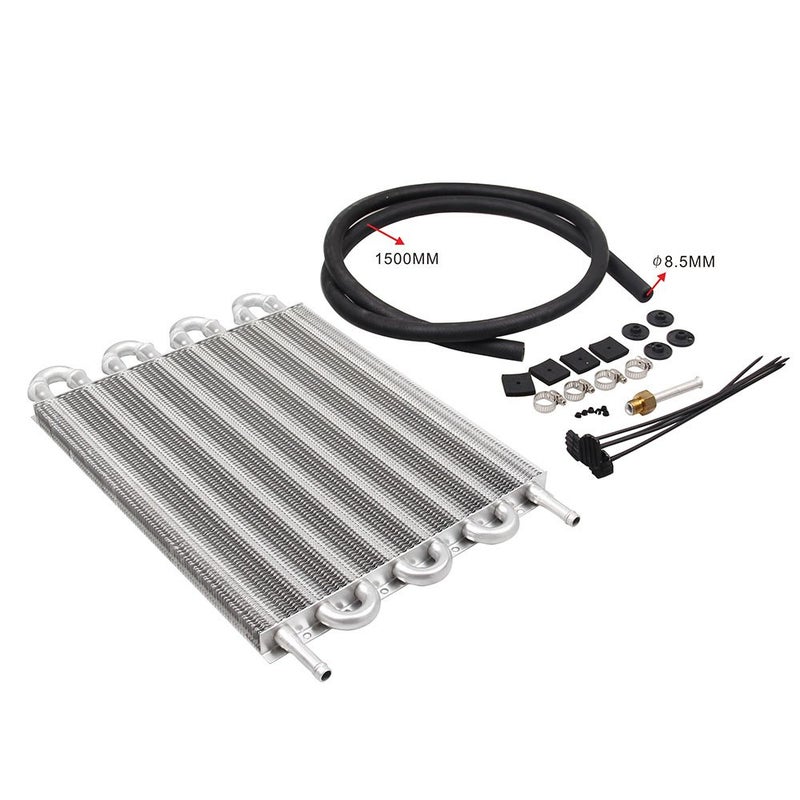 8 Row Aluminum Transmission Oil Cooler Universal 6 Pass Tube and Fin Transmission Cooler Kit