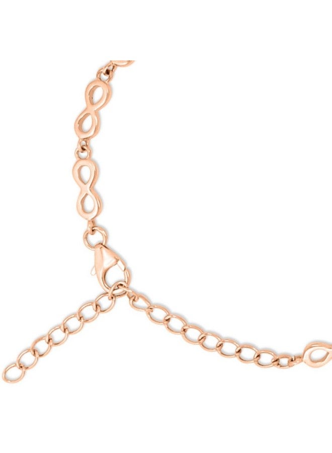 ZAVYA 925 Sterling Silver Designer Infinity Cubic Zirconia CZ Beaded Rose Gold Plated Adjustable Chain Bracelet | Gift for Women & Girls | With Certificate of Authenticity & 925 Hallmark - Image 5