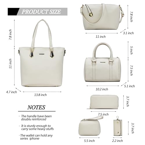 2E-youth Designer Purses and Handbags for Women Satchel Shoulder Bag Tote Top Handle Bag (3c-beige) - Image 3