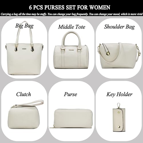 2E-youth Designer Purses and Handbags for Women Satchel Shoulder Bag Tote Top Handle Bag (3c-beige) - Image 2