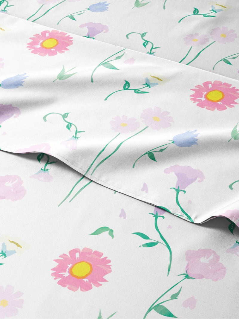 CGK Unlimited Kids Queen Size Floral Bed Sheets  4 Piece Floral Sheet Set  Flower Themed Bedding  UltraSoft Cute  Cozy  Breathable  Machine Washable  Pink Flower Bed Set for Boys Girls Teens and Toddlers