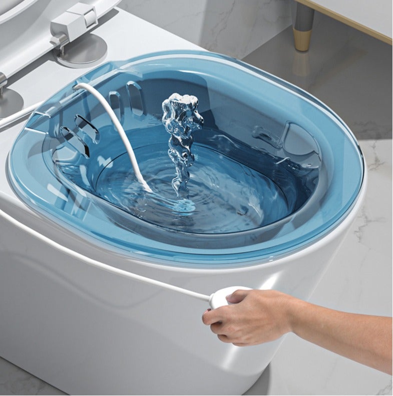 حوض مغطس (Sitz Bath) يثبت على مقعد المرحاض ومزود بأداة شطف – للعناية بعد الولادة، وعلاج البواسير، وجلسات بخار المهبل – حوض نقع للنساء الحوامل ولتخفيف الالتهابات – يناسب معظم أنواع المراحيض. - Image 1