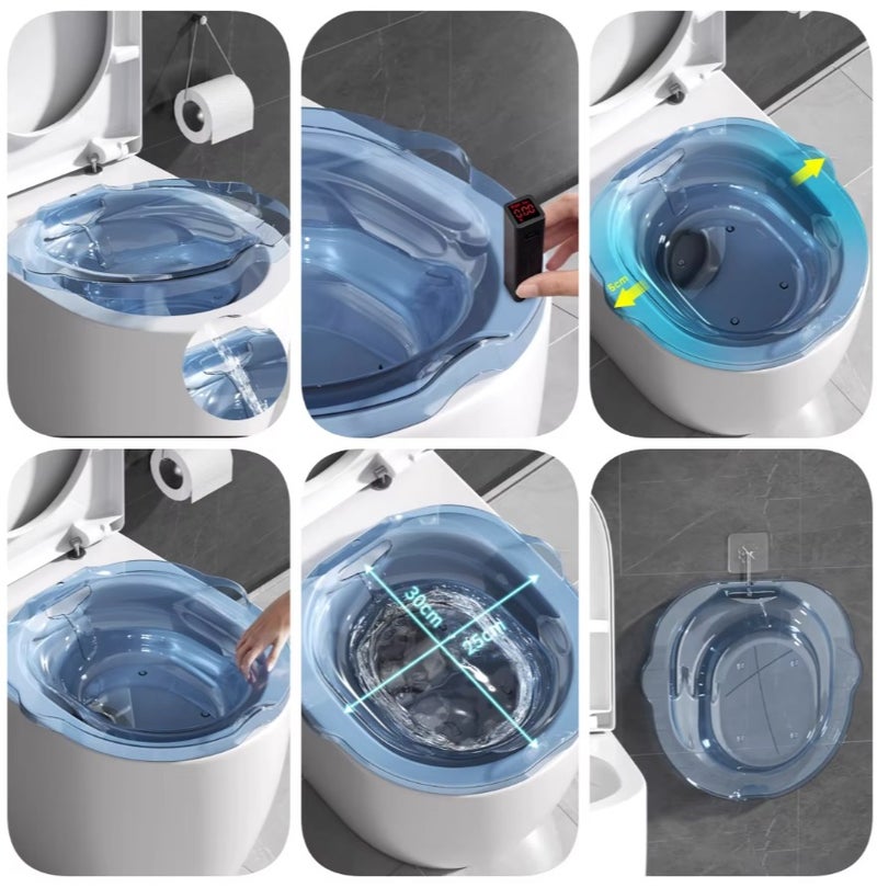 حوض مغطس (Sitz Bath) يثبت على مقعد المرحاض ومزود بأداة شطف – للعناية بعد الولادة، وعلاج البواسير، وجلسات بخار المهبل – حوض نقع للنساء الحوامل ولتخفيف الالتهابات – يناسب معظم أنواع المراحيض. - Image 5