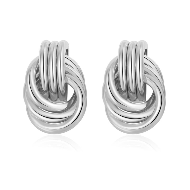 SHERLOVE Trendy Silver Knot Earrings for Women Chunky Statement Drop Dangle Earrings Lightweight Hypoallergenic Fashion Silver Jewelry Women - Image 1