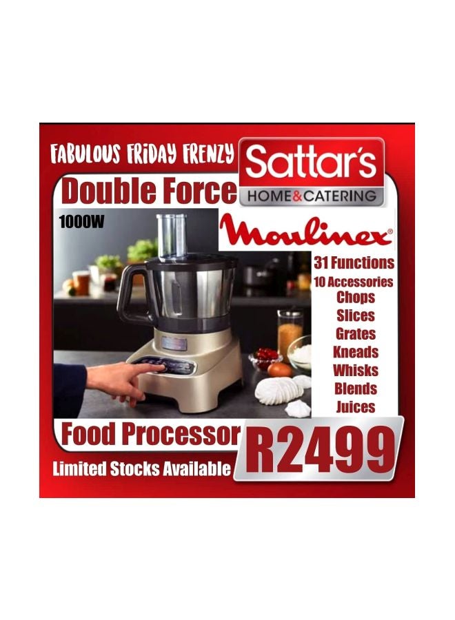 Moulinex Food Processor 3 L 1000 W FP826H27 Silver/Black - Image 2