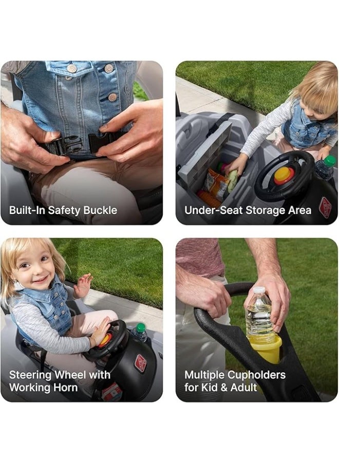Step2 Whisper Ride Cruiser, Single Seater Kids Push Car, Easy to Store Ride On Toy with Seatbelt, Horn and Storage Trunk, Suitable for Children both Boys and Girls Aged 18m and Above, Gray - Image 5