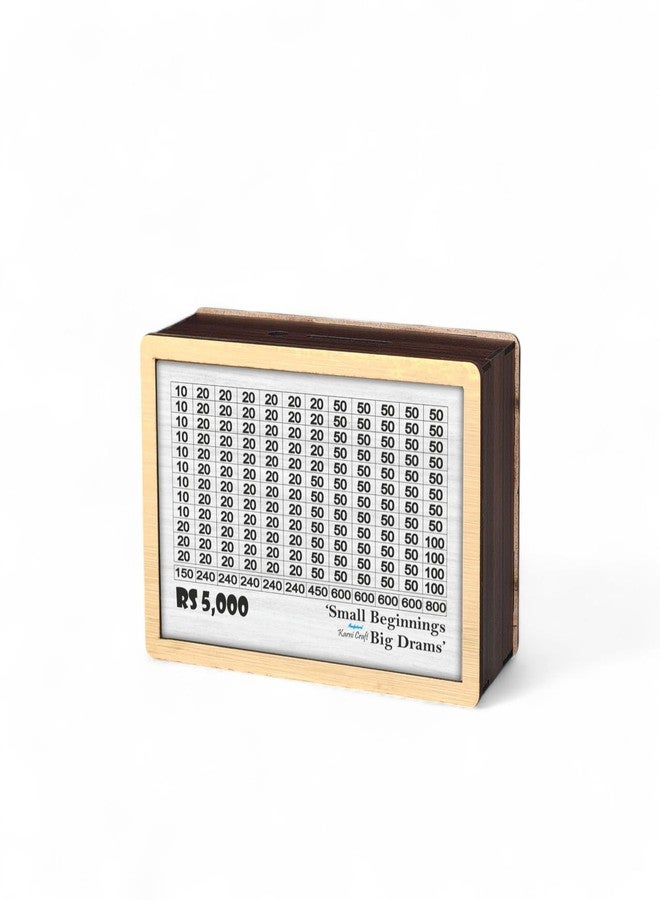 KARNI CRAFT Wooden Money Piggy Bank 100000, Money Saving Box, Gullak with Savings Chart, 100000 Rupees Goal Tracker, Cash Collection Bank for Kids and Adults - Image 3