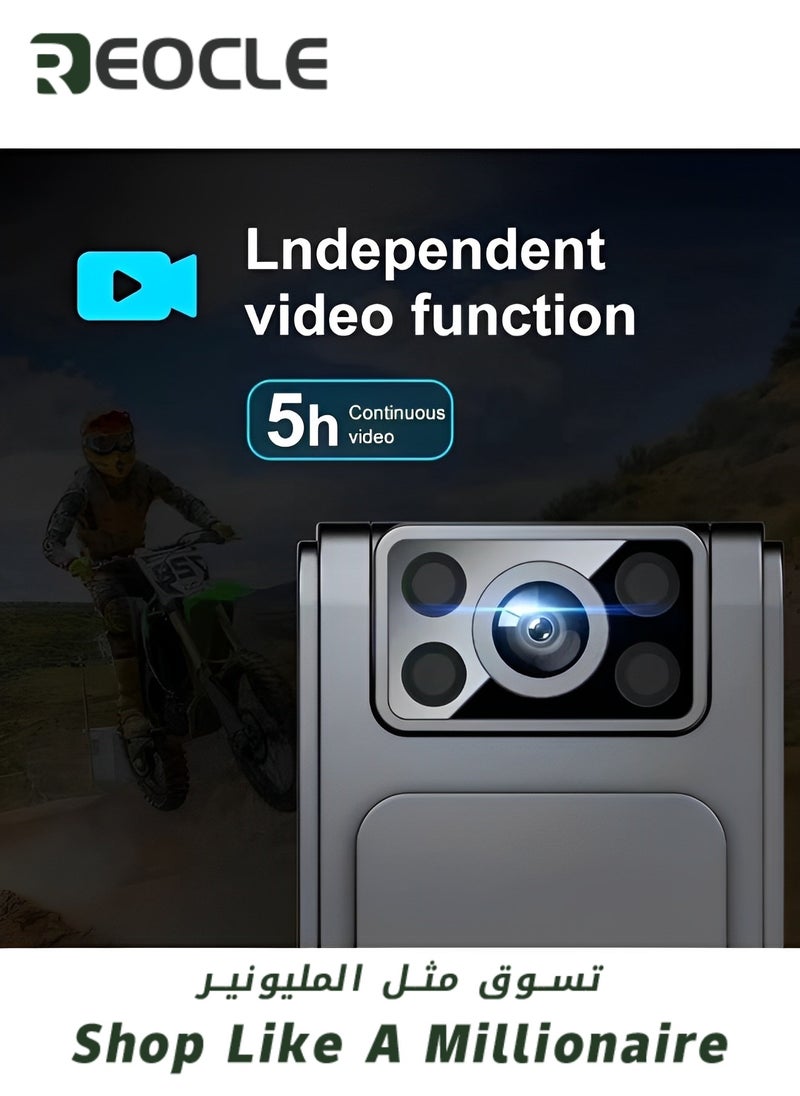 REOCLE - Body Worn Camera with 5 hours Recording & 90° Rotatable Lens 1080P Body Cam Camcorder for Walking Delivery Daily Proof - Image 1