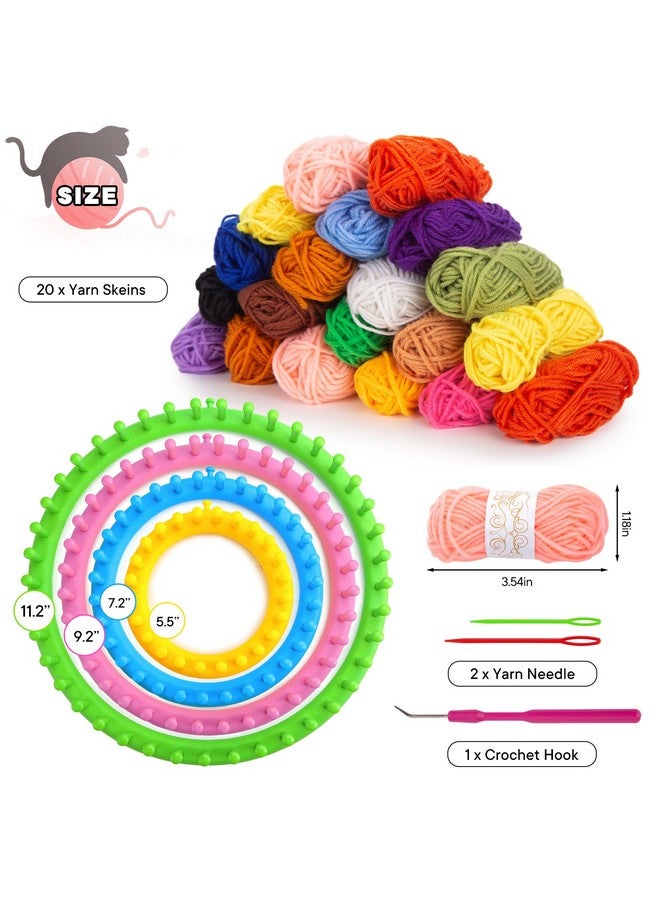 VGoodall VGOODALL 27PCS Round Knitting Loom Set, Circular Loom Set with Hook Needles 20 Skeins Yarn Knitting Supplies for Beginners Hat Scarf Shawl Sweater Sock - Image 2