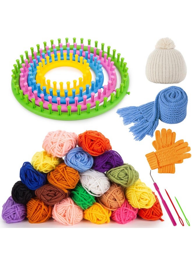 VGoodall VGOODALL 27PCS Round Knitting Loom Set, Circular Loom Set with Hook Needles 20 Skeins Yarn Knitting Supplies for Beginners Hat Scarf Shawl Sweater Sock - Image 1
