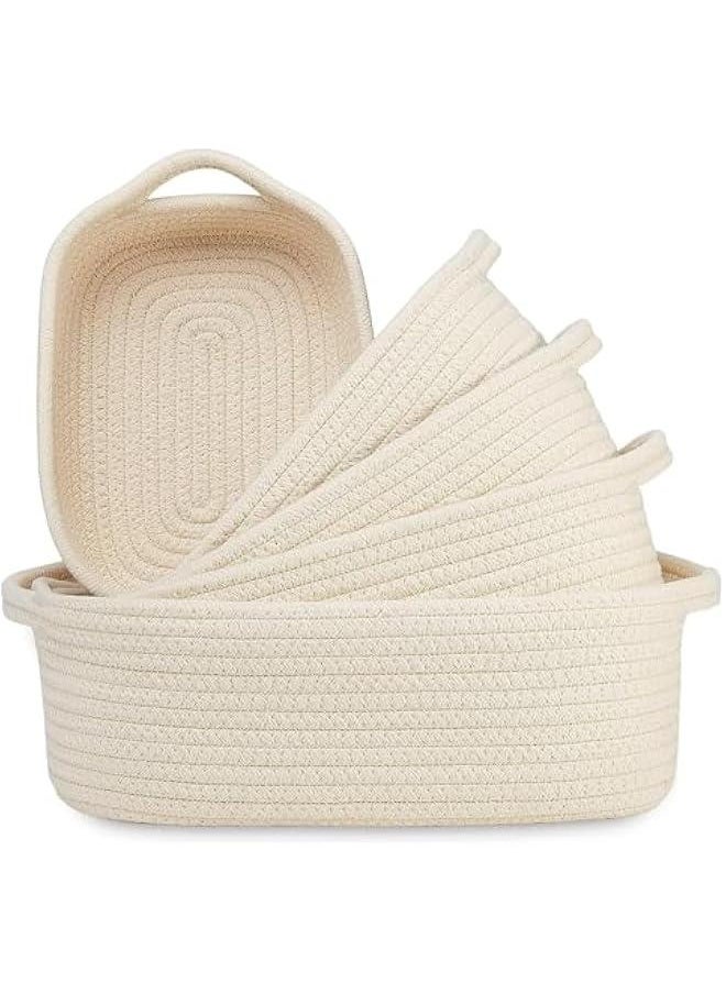 TRASSLE Storage Basket Set,5 Pack Woven Baskets for Organizing,Small Basket for Montessori, Baby Nursery, Dog Toy Baskets,Bathroom Organization Bin (Beige)  - Image 1