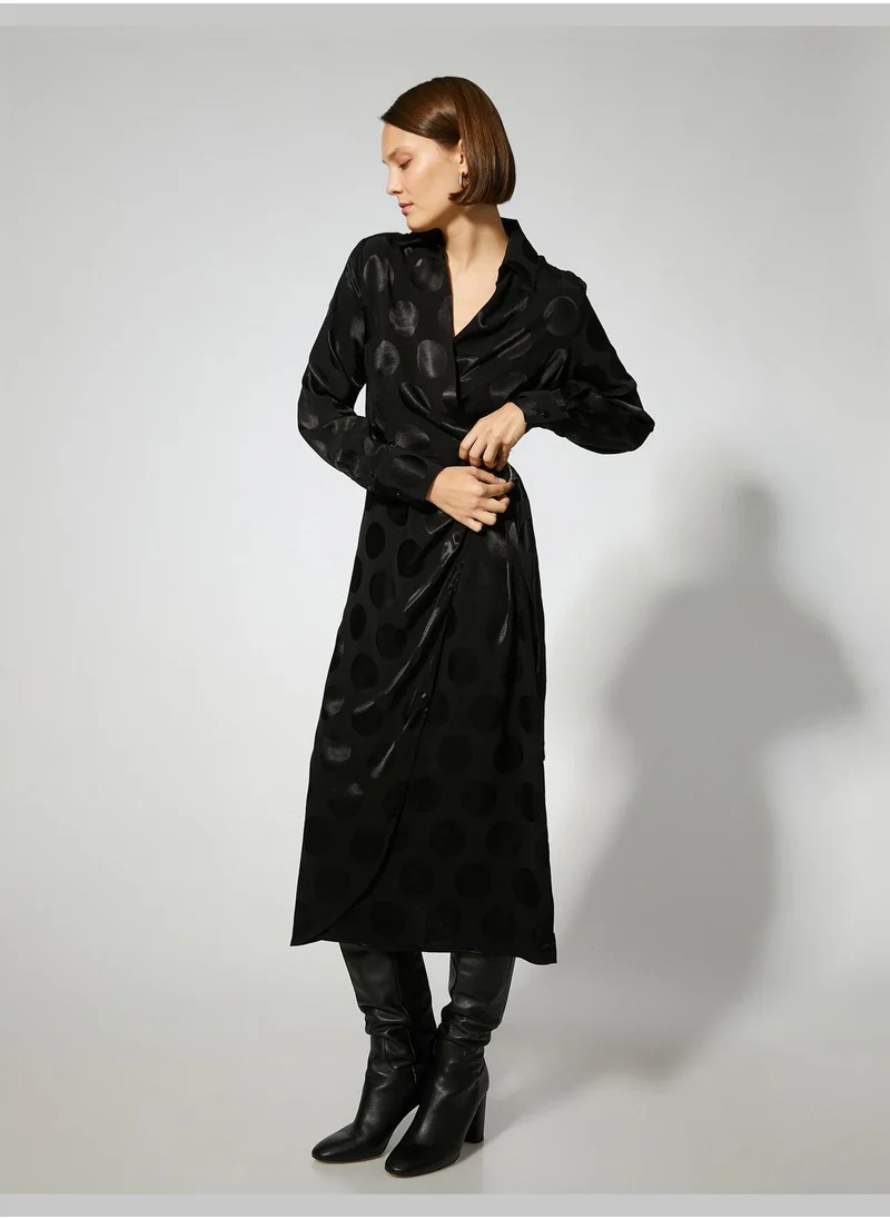 KOTON Wrapped Maxi Dress Shirt Neck