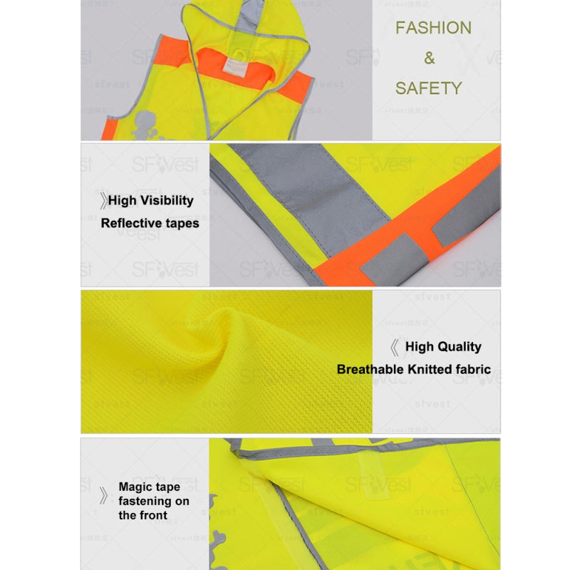 SFVest Reflective Vest Fluorescent Yellow: Super-bright Reflective Tape, 380+ High Visibility - Portable Lightweight Quick Dry Safety Gear for School Kids, Road Crossing, Running, Cycling - Image 3