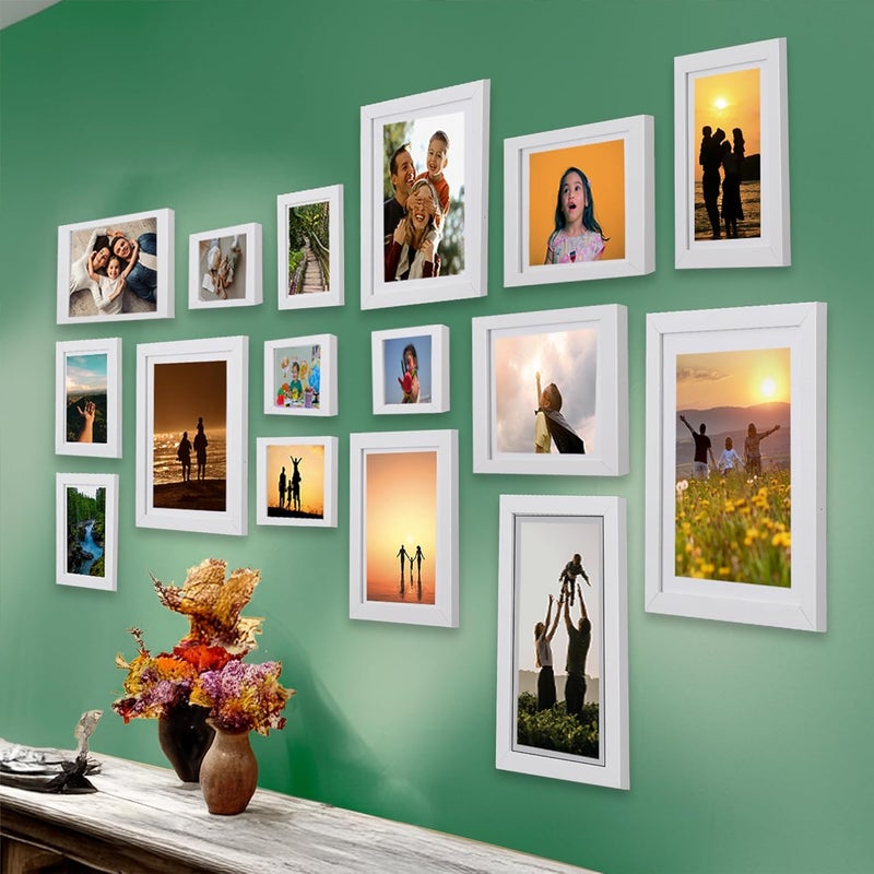 Dev Aastha Photo Frame For Wall | Wooden Frames For Wall Decor | White | Picture Frames | Rectangular Photo Frame For Home/Office | 6x10(2), 4x6(3), 8x10(3), 6x8(4), 5x7(4), Pack-16 - Image 3