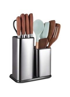 MIXDE Universal Knife Block,2 IN 1 Stainless Steel Kitchen Knife Holder Set for Countertop,Modern Knife Utensil Holder for Counter,Edge-Protect Knife Storage Organizer  - Image 1