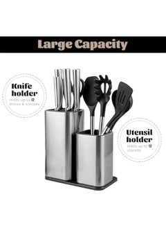 MIXDE Universal Knife Block,2 IN 1 Stainless Steel Kitchen Knife Holder Set for Countertop,Modern Knife Utensil Holder for Counter,Edge-Protect Knife Storage Organizer  - Image 2