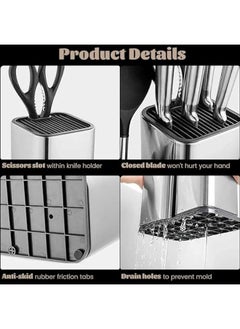 MIXDE Universal Knife Block,2 IN 1 Stainless Steel Kitchen Knife Holder Set for Countertop,Modern Knife Utensil Holder for Counter,Edge-Protect Knife Storage Organizer  - Image 4