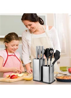 MIXDE Universal Knife Block,2 IN 1 Stainless Steel Kitchen Knife Holder Set for Countertop,Modern Knife Utensil Holder for Counter,Edge-Protect Knife Storage Organizer  - Image 5