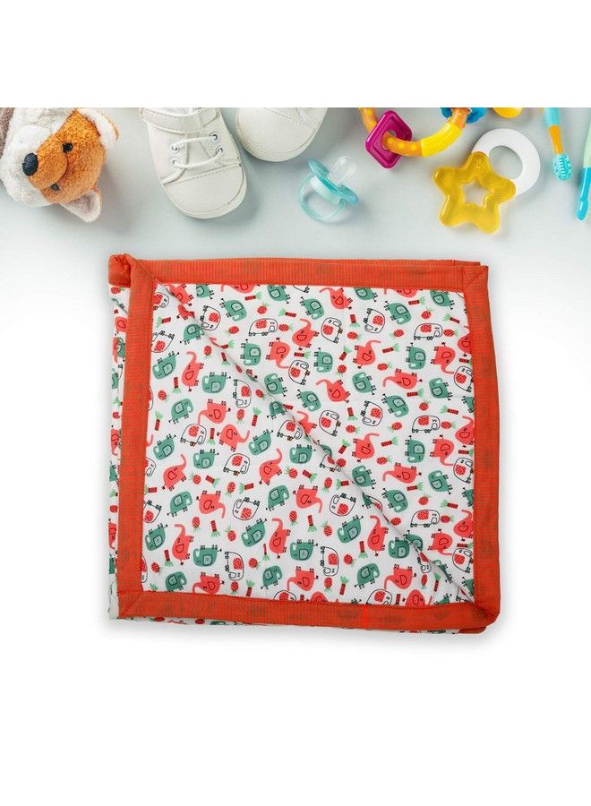 Luvlap بطانية قطنية بغطاء دافئة وناعمة للأطفال حديثي الولادة حتى 3 سنوات بطباعة فيل أبيض ووردي 75 سم × 75 سم - Image 5