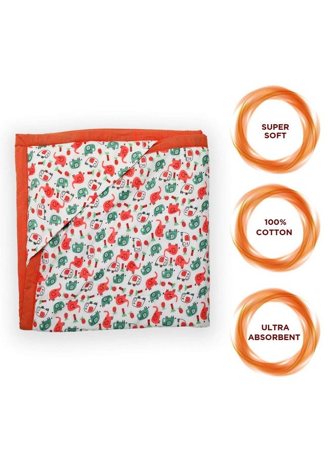 Luvlap بطانية قطنية بغطاء دافئة وناعمة للأطفال حديثي الولادة حتى 3 سنوات بطباعة فيل أبيض ووردي 75 سم × 75 سم - Image 3