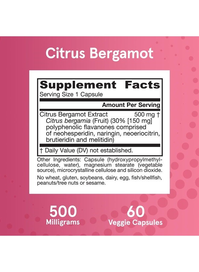 jarrow formulas Citrus Bergamot 500 mg - 60 Servings (Veggie Caps) - Antioxidant Support for Cardiovascular & Metabolic Health - Dietary Supplement - Gluten Free - Use with Jarrow Formulas QH-Absorb - Image 3