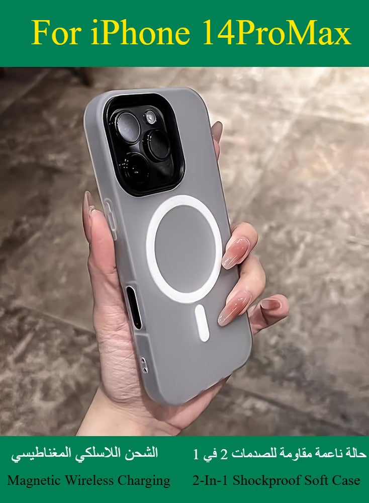 Dili Apple black iPhone 14 Pro Max Matte Candy Color Magnetic Wireless Charging Phone Case iPhone Double Layer 2-In-1 Shockproof Soft Cover - Image 5