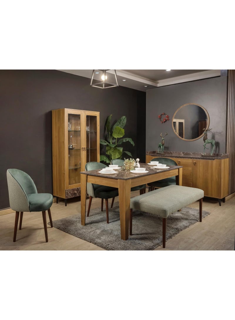 سفرة خشب مودرن – ترابيزة مع 4 كراسي وبنش - Image 1